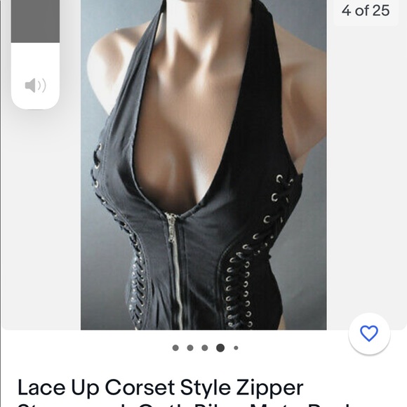 Ladies biker corset top cross cross back. - Picture 3 of 4